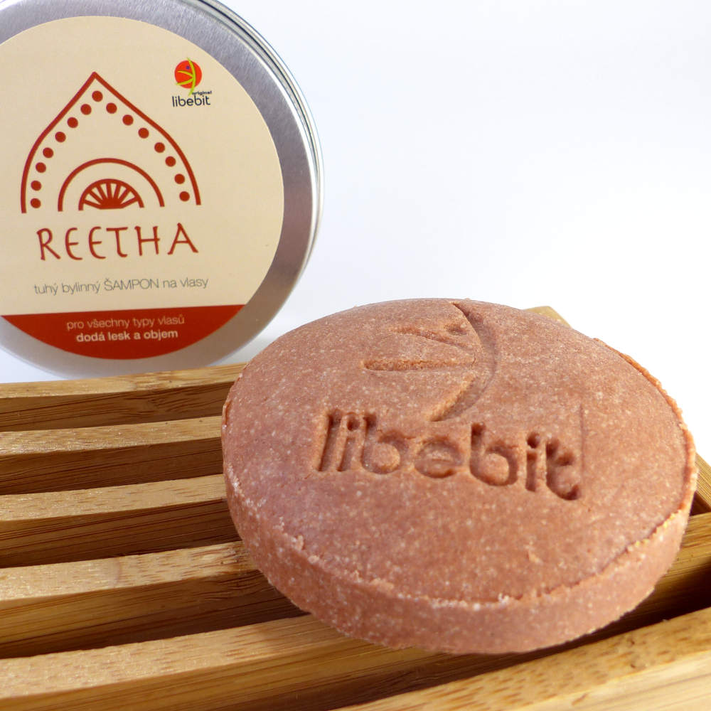 libebit tuhý bylinný šampon REETHA v plechové krabičce